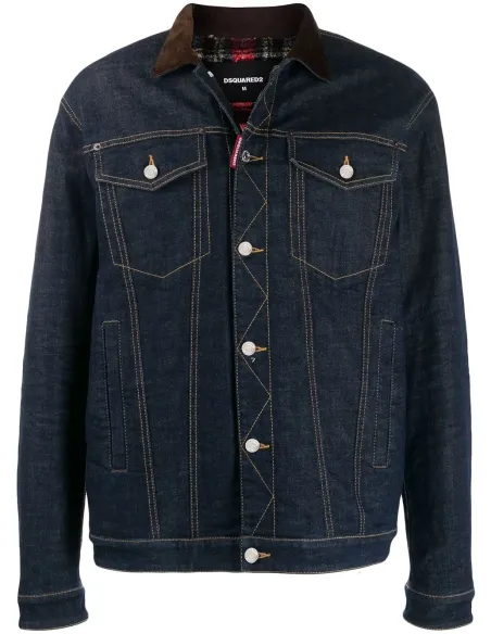 Dsquared denim jacket with ribbed...