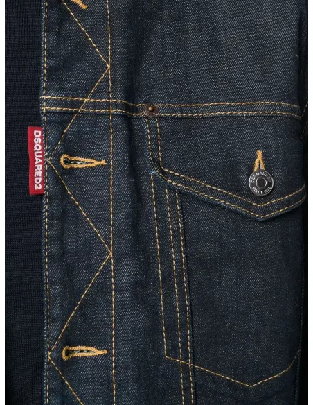 Dsquared denim jacket with ribbed...