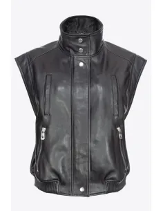 PINKO ΓΥΝΑΙΚΕΙΟ ΑΜΑΝΙΚΟ ΔΕΡΜΑΤΙΝΟ ΤΖΑΚΕΤ GAMBIA 103898A21L