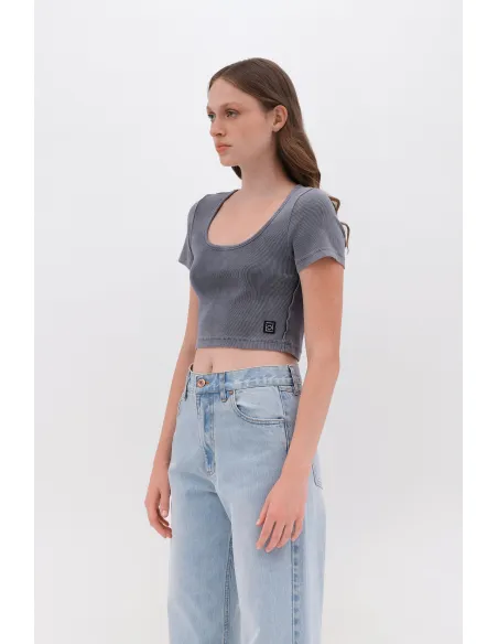 DIRTY LAUNDRY CROPPED T-SHIRT RIB...
