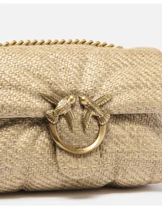 PINKO MINI ΤΣΑΝΤΑ ΩΜΟΥ ΑΠΟ ΨΑΘΑ ΜΕ ΑΛΥΣΙΔΑ LOVE BAG PUFF... 2