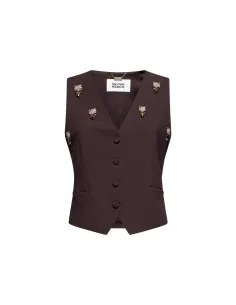 SILVIAN HEACH VEST WITH DECORATIVE DETAILS GPA25056 - Brown