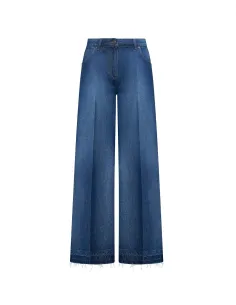 SILVIAN HEACH WIDE LEG JEANS WITH FRAYED HEM GPA25103 - Blue