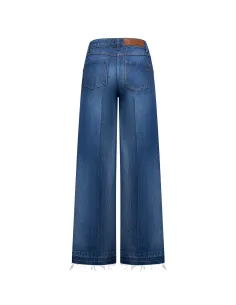 SILVIAN HEACH WIDE LEG JEANS WITH FRAYED HEM GPA25103 - Blue 2